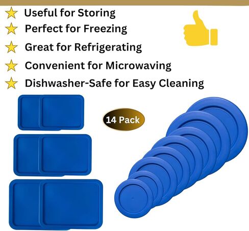 1 و 2 و 4 و 7 كوب جولة و 3 ، 6 ، 11 كوب مستطيل أغطية/أغلفة لبيريكس ، مرساة Hocking & Klareware Storage Bowls *LIDS فقط -حاوية Glglass غير مدرجة *، 14 حزمة *2 من كل حجم * in Kuwait