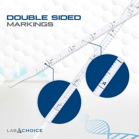 LabChoice Serological Pipettes - 200 Count - Plastic Disposable Sterile Pipettes, Individually Packed Graduated Transfer Pipette for Laboratory Use - 5mL, Blue in Saudi Arabia