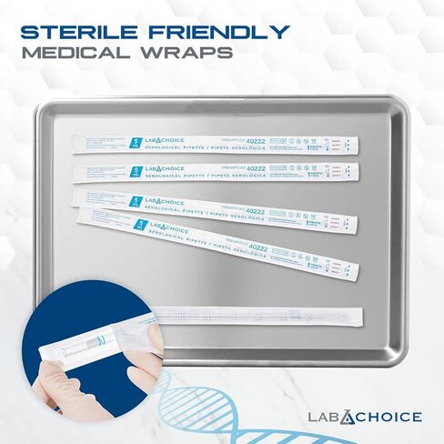 LabChoice Serological Pipettes - 200 Count - Plastic Disposable Sterile Pipettes, Individually Packed Graduated Transfer Pipette for Laboratory Use - 5mL, Blue in Saudi Arabia