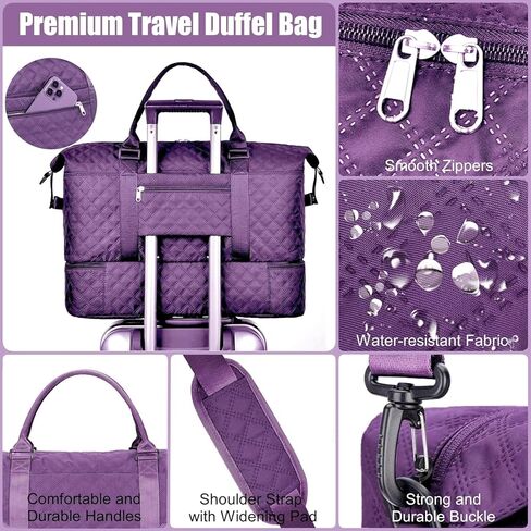 أكياس كبيرة في لعبة Duffle Bag Weekender للنساء مع مقصورة الأحذية ، وحمل القراصنة القشرية تحمل حقيبة بين عشية وضحاها لرحلات الأعمال التجارية ، حقيبة رياضية لليوغا مع الجيب الرطب (الأرجواني الداكن) in Kuwait