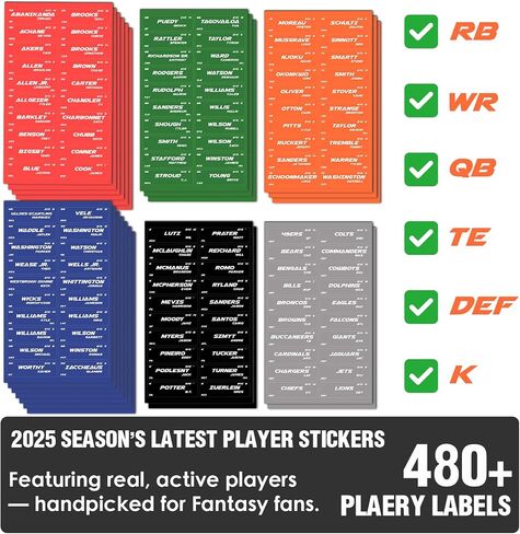 VOOVOO Extra Large Fantasy Football Draft Board 2025-2026 Kit, 6 * 4 Ft Premium Color Waterproof Fantasy Draft Board - 14 Teams 20 Rounds, Include 480+ Labels (Top Rookie Sticker), Blank Stickers in Saudi Arabia