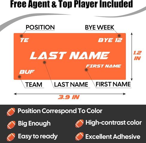 VOOVOO Extra Large Fantasy Football Draft Board 2025-2026 Kit, 6 * 4 Ft Premium Color Waterproof Fantasy Draft Board - 14 Teams 20 Rounds, Include 480+ Labels (Top Rookie Sticker), Blank Stickers in Saudi Arabia