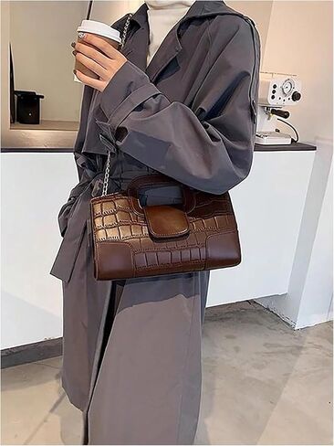 SHENHE Women's Crocodile Embossed Clutch Purse Crossbody Bags Top Handle Leather Handbag in Saudi Arabia