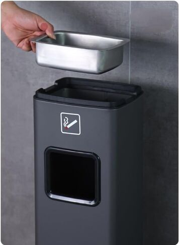 Vertical Ashtray, Kitchen Trash Can Bathroom Trash Can Hotel Stainless Steel Trash Can with Ashtray Vertical Elevator Entrance(D,Large) in Kuwait