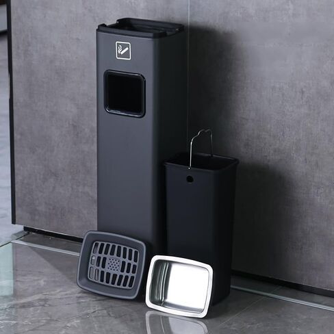 Vertical Ashtray, Kitchen Trash Can Bathroom Trash Can Hotel Stainless Steel Trash Can with Ashtray Vertical Elevator Entrance(D,Large) in Kuwait