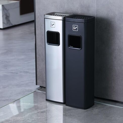 Vertical Ashtray, Kitchen Trash Can Bathroom Trash Can Hotel Stainless Steel Trash Can with Ashtray Vertical Elevator Entrance(D,Large) in Kuwait