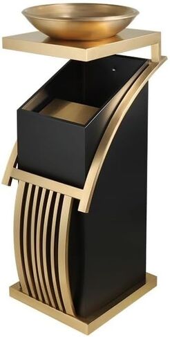 Vertical Ashtray, Kitchen Trash Can Bathroom Trash Can Trash Can Hotel Ktv Lobby Hall Corridor Elevator Entrance Vertical Stainless Steel(Gold) in Saudi Arabia