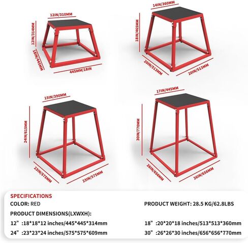 Plyometric Jumping Box, Steel Plyo Box for Exercise，Steel Plyometric Platform and JumpingBox, Anti-Slip Fitness Exercise Step Up Box for Home Gym Training, Conditioning Strength Training in Saudi Arabia