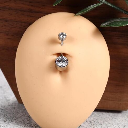 PEAKLINK Titanium Belly Button Ring 14G Belly Jewelry with Double CZ Navel Bar Internally Threaded Belly Barbell Navel Jewelry Navel Belly Piercing for Women 10mm in Kuwait