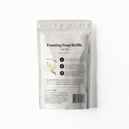 Foaming Hand Soap Refills Tablets – 10 Count | Moisturizing Hand Soap Foam Refill for Kitchen and Bathroom | Easy to Use, Soft & Fluffy Foam, Hand Wash Refill for Dispensers (Vanilla) in Saudi Arabia