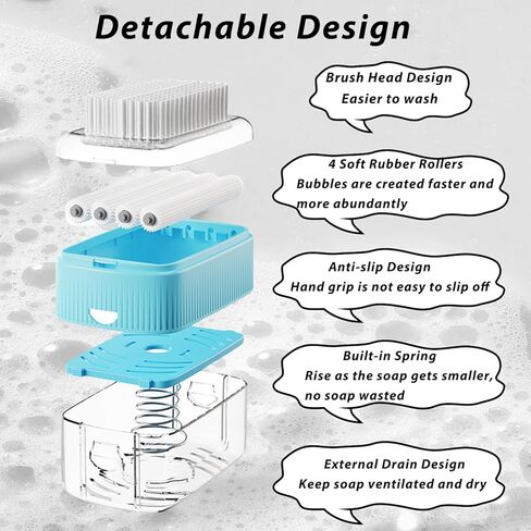 مربع الصابون المتداول للغسيل ، والرغوة الخالية من اليدين ، وموزع الفخار في صندوق الصابون متعدد الوظائف ، وفرشاة موزع البار المحمولة للغسيل والمنزل والسفر. in Kuwait