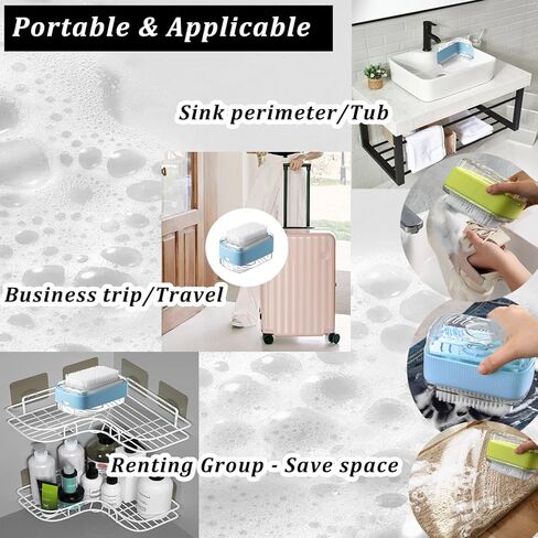 مربع الصابون المتداول للغسيل ، والرغوة الخالية من اليدين ، وموزع الفخار في صندوق الصابون متعدد الوظائف ، وفرشاة موزع البار المحمولة للغسيل والمنزل والسفر. in Kuwait