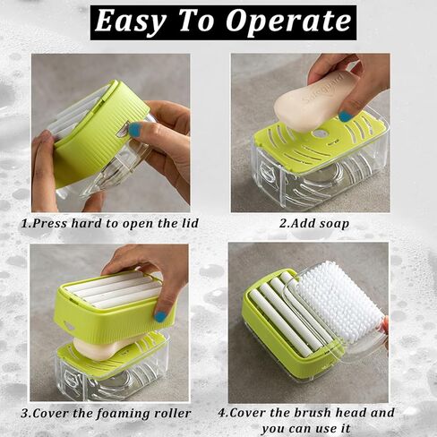 مربع الصابون المتداول للغسيل ، والرغوة الخالية من اليدين ، وموزع الفخار في صندوق الصابون متعدد الوظائف ، وفرشاة موزع البار المحمولة للغسيل والمنزل والسفر. in Kuwait