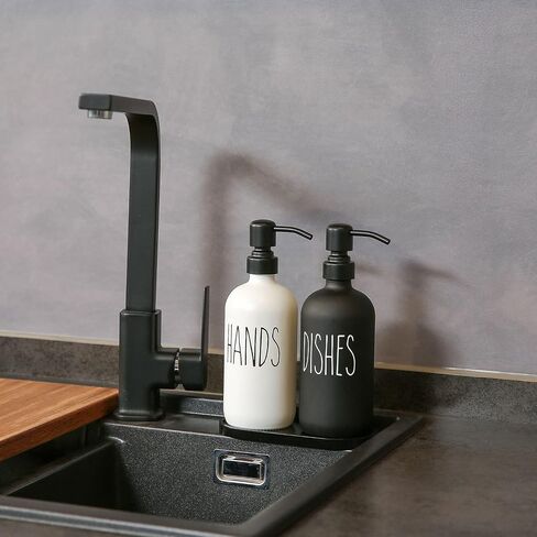 MOMEEMO Hand Soap Dispenser for Bathroom, Soap and Lotion Dispenser Set with Silver Metal Pump, Suitable for Farmhouse Bathroom Decor. (White & Silver) in Saudi Arabia