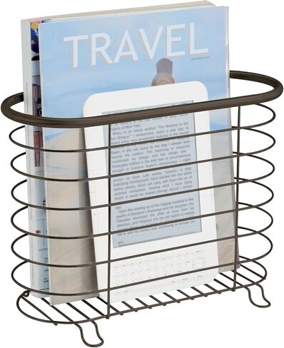 MDESIGN Steel Magazine Holder Storage Organizer Bin - للحمام ، غرفة المعيشة ، منظمة المكتب المنزلي - يحمل الأوراق والكتب والملفات والمجلدات - مجموعة Omni - Satin in Saudi Arabia