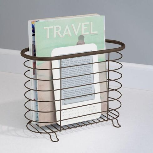 MDESIGN Steel Magazine Holder Storage Organizer Bin - للحمام ، غرفة المعيشة ، منظمة المكتب المنزلي - يحمل الأوراق والكتب والملفات والمجلدات - مجموعة Omni - Satin in Saudi Arabia