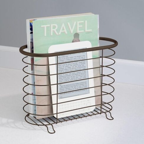 MDESIGN Steel Magazine Holder Storage Organizer Bin - للحمام ، غرفة المعيشة ، منظمة المكتب المنزلي - يحمل الأوراق والكتب والملفات والمجلدات - مجموعة Omni - Satin in Saudi Arabia