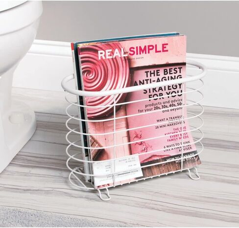 mDesign Steel Magazine Holder Storage Organizer Bin - for Bathroom, Living Room, Home Office Organization - Holds Papers, Books, Files, Folders - Omni Collection - Satin in Saudi Arabia