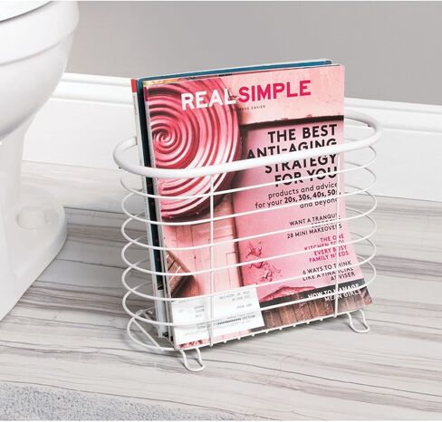 mDesign Steel Magazine Holder Storage Organizer Bin - for Bathroom, Living Room, Home Office Organization - Holds Papers, Books, Files, Folders - Omni Collection - Satin in Saudi Arabia