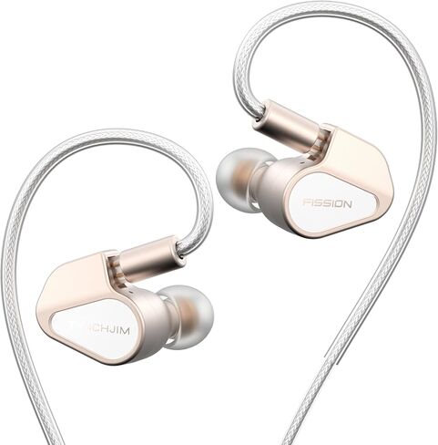 HiFiGo TANCHJIM Fission in-Ear Monitor, Customized Dynamic Driver Gaming Earbuds w/ 12-Tuning Modes Interchangeable 3.5/4.4/USB-C Cable Hybrid IEM Earphones Suitable for Game & Audio (Champagne Gold) in Saudi Arabia
