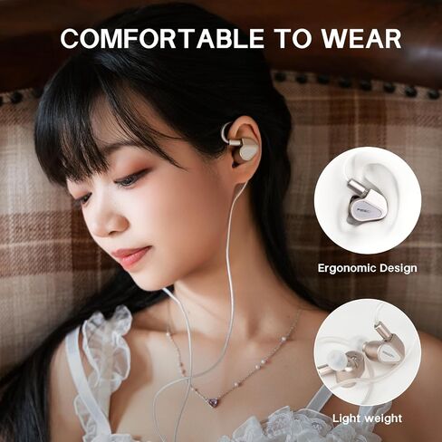 HiFiGo TANCHJIM Fission in-Ear Monitor, Customized Dynamic Driver Gaming Earbuds w/ 12-Tuning Modes Interchangeable 3.5/4.4/USB-C Cable Hybrid IEM Earphones Suitable for Game & Audio (Champagne Gold) in Saudi Arabia
