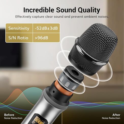 الميكروفونات اللاسلكية Tonor ، نظام ميكروفون MIC للميكروفون الديناميكي المزدوج للمعادن للمعادن للميكروفون للمنزل الكاريوكي ، الاجتماع ، الحفلات ، الكنيسة ، دي جي ، حفل زفاف ، مجموعة KTV الرئيسية ، 200 قدم ، TW-820 Silver in Kuwait