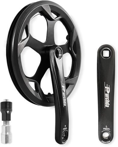 Crankset الدراجة لـ Ebike: 48T/52T الدراجة العالمية Crankset مجموعة غطاء مزدوج سلسلة سبيكة الألومنيوم 170 مم للسرعة الفردية و 6/7/8 الدراجات الكهربائية ، دراجة الإطارات الدهون (أداة إزالة الكرنك) in Kuwait