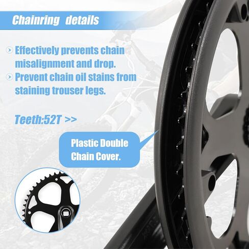 Crankset الدراجة لـ Ebike: 48T/52T الدراجة العالمية Crankset مجموعة غطاء مزدوج سلسلة سبيكة الألومنيوم 170 مم للسرعة الفردية و 6/7/8 الدراجات الكهربائية ، دراجة الإطارات الدهون (أداة إزالة الكرنك) in Kuwait