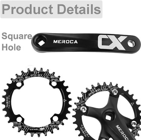 Crankset الدراجة الجبلية ، MTB مربع التفتت مربع مع ذراع 170 مم 104 BCD ، متوافق مع دراجة سرعة واحدة و 8/9/10/11 الدراجات السرعة ، اختياري 32T/34T/36T/38T/40T/42T سلسلة CRANK in Kuwait