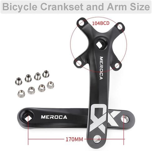 Crankset الدراجة الجبلية ، MTB مربع التفتت مربع مع ذراع 170 مم 104 BCD ، متوافق مع دراجة سرعة واحدة و 8/9/10/11 الدراجات السرعة ، اختياري 32T/34T/36T/38T/40T/42T سلسلة CRANK in Kuwait