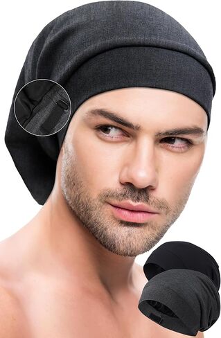 Ababalaya Unisex Bonnet for Sleeping, Adjustable Silky Satin Lined Sleep Cap, Silk Hair Wraps for Sleep Night Cap in Kuwait