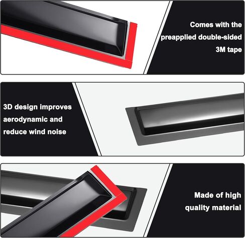 Auxko Rain Guards for Tacoma Double Cab 2024 2025 ، 5 مقعد تاكوما تنفيس إكسسوارات - أقنعة نوافذ حارس المطر لنافذة السيارة ، حلقات الرياح الجانبية ذات الشريط الجانبي مع دخان 3 أمتار الشريط in Saudi Arabia