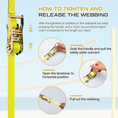 2 Pcs Volleyball Net Ratchet Strap Heavy Duty Net Tensioning Lever Ratchet Volleyball Poles Rope Tightener in Kuwait