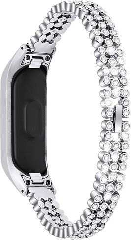 Women Strap for Fit E(R375), Fashion Girl Metal Bracelet Band Stainless Steel Strap Adjustable 5.5-8.0 inch Compatible with Samsung Galaxy Fit-E SM-R375- Silver in Saudi Arabia