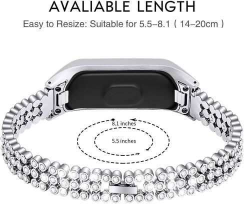 Women Strap for Fit E(R375), Fashion Girl Metal Bracelet Band Stainless Steel Strap Adjustable 5.5-8.0 inch Compatible with Samsung Galaxy Fit-E SM-R375- Silver in Saudi Arabia