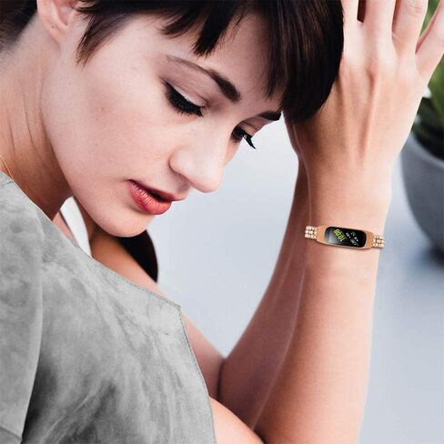 Women Strap for Fit E(R375), Fashion Girl Metal Bracelet Band Stainless Steel Strap Adjustable 5.5-8.0 inch Compatible with Samsung Galaxy Fit-E SM-R375- Silver in Saudi Arabia