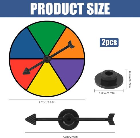2PCS Game Spinner-Wheel for Classroom, Game Wheel-Spinner for Prize & Rainbow Color Spinners Dry Erase Probability Turn-Spinner Dry Erase for Math/Classroom/Manipulatives in Saudi Arabia