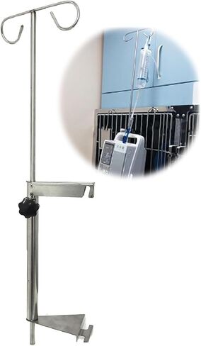 Pet Crate Iv Stand with Hook Portable Infusion Pump Stand Stainless Steel Infusion Holder Dog Crate Hanging Water Holder for Pets Easy to Install in Saudi Arabia
