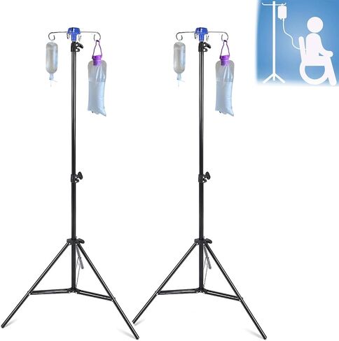 Portable IV Poles, Collapsible Medical IV Poles Stands, Aluminum Alloy IV Supplies Tripod with 4 Hook for Home Care/Infusion/Clinic/Hospitals (2) in Saudi Arabia