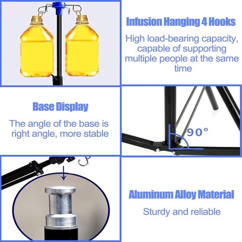 Portable IV Poles, Collapsible Medical IV Poles Stands, Aluminum Alloy IV Supplies Tripod with 4 Hook for Home Care/Infusion/Clinic/Hospitals (2) in Saudi Arabia