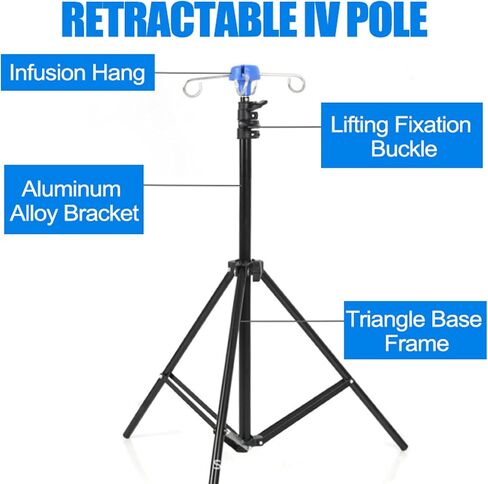 Portable IV Poles, Collapsible Medical IV Poles Stands, Aluminum Alloy IV Supplies Tripod with 4 Hook for Home Care/Infusion/Clinic/Hospitals (2) in Saudi Arabia