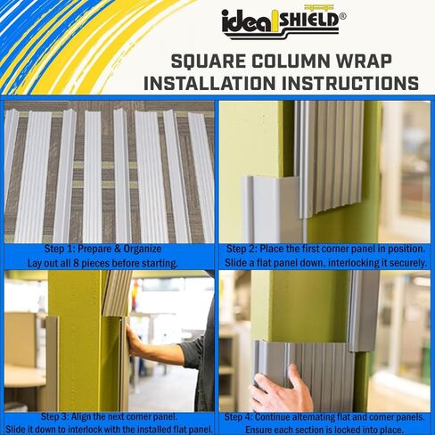 واقي العمود 11 "× 11" × 60 "البولي إيثيلين عالية الكثافة. غلاف العمود المربع يحمي الأعمدة الرأسية ودعم الحزم من عربات البقالة والشوكة الشوكية in Kuwait