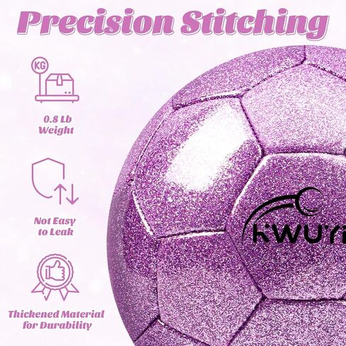 Size 3 4 5 Glitter Pink Gold Purple Soccer Ball Set with Pump Youth Soccer Ball for Kids Aged 4-6 6-8 8-12 Toddler Soccer Ball Soft Training Ball Practice for Teens Children Adults Boys Girls in Kuwait