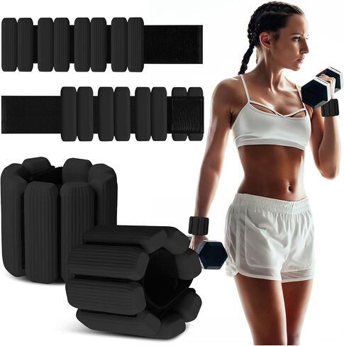 Wrist Weights Set of 2, Wearable Wrist Ankle Weights for Women & Men, Silicone Weighted Bangles Adjustable Arm and Leg Weights for Walking Yoga Pilates Running Dance Gym 2lb in Saudi Arabia