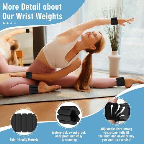 Wrist Weights Set of 2, Wearable Wrist Ankle Weights for Women & Men, Silicone Weighted Bangles Adjustable Arm and Leg Weights for Walking Yoga Pilates Running Dance Gym 2lb in Saudi Arabia