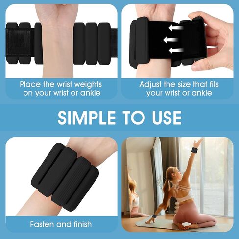 Wrist Weights Set of 2, Wearable Wrist Ankle Weights for Women & Men, Silicone Weighted Bangles Adjustable Arm and Leg Weights for Walking Yoga Pilates Running Dance Gym 2lb in Saudi Arabia