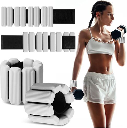 Wrist Weights Set of 2, Wearable Wrist Ankle Weights for Women & Men, Silicone Weighted Bangles Adjustable Arm and Leg Weights for Walking Yoga Pilates Running Dance Gym 2lb in Saudi Arabia