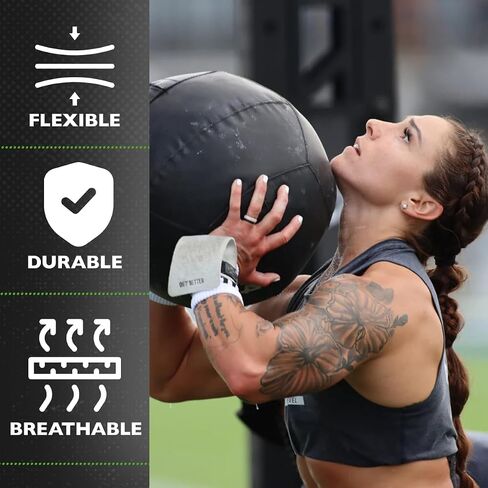 Bear KompleX No Hole Pinnacle Hand Grips for Workouts, Pull-ups, Weightlifting, WOD Gymnastics, Crosstraining Palm Grips with Wrist Wraps, Hand Protection from Rips and Blisters, 1 Pair in Kuwait
