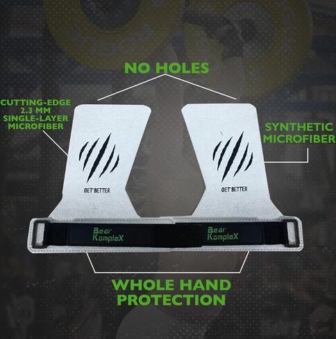 Bear KompleX No Hole Pinnacle Hand Grips for Workouts, Pull-ups, Weightlifting, WOD Gymnastics, Crosstraining Palm Grips with Wrist Wraps, Hand Protection from Rips and Blisters, 1 Pair in Kuwait