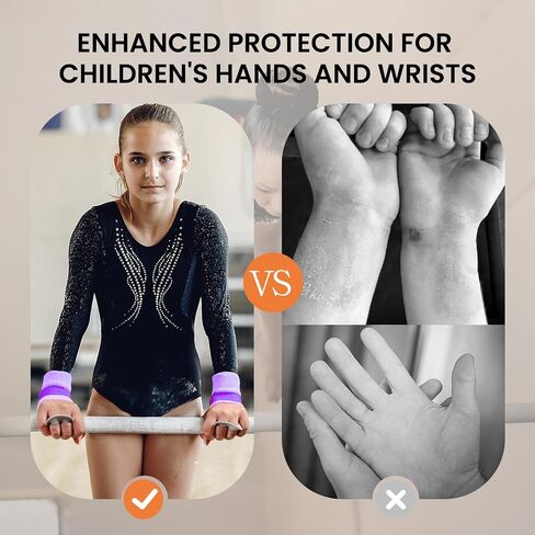 Amrta Gymnastics Grips Wristbands Sets for Girls Youth Kids 2 Pair Palm Protection Equipment with Wrist Support, Gymnastic Bar Grip Gloves Set Weightlifting Sports Workout in Saudi Arabia
